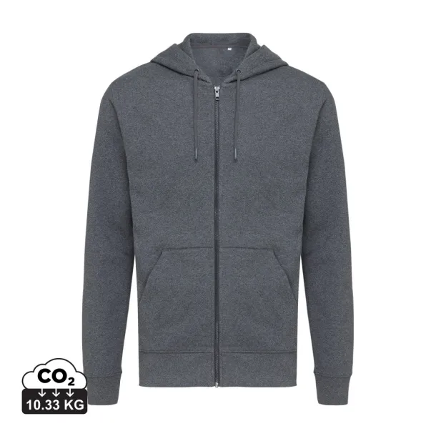  Iqoniq Abisko recycled cotton zip through hoodie - iqoniq heather anthracite
