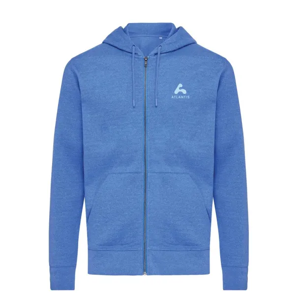  Iqoniq Abisko hoodie sa zatvaračem od recikliranog pamuka - iqoniq heather blue