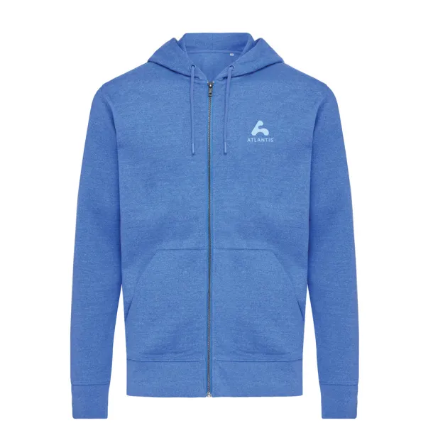  Iqoniq Abisko hoodie sa zatvaračem od recikliranog pamuka - iqoniq heather blue