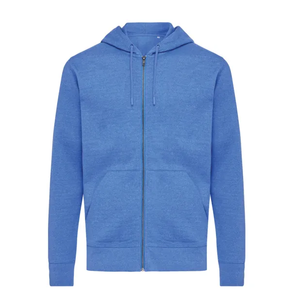  Iqoniq Abisko hoodie sa zatvaračem od recikliranog pamuka - iqoniq heather blue