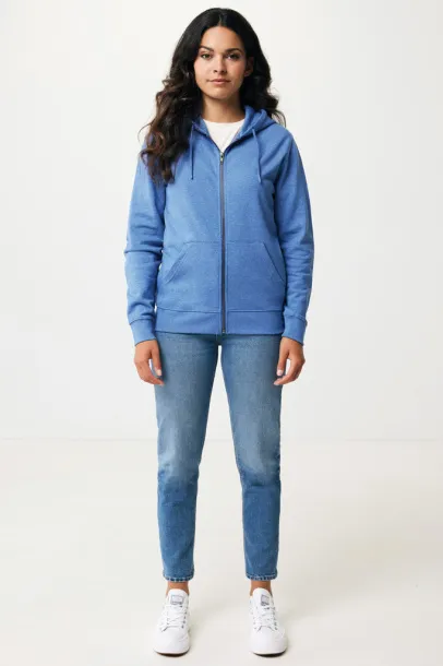  Iqoniq Abisko hoodie sa zatvaračem od recikliranog pamuka - iqoniq heather blue