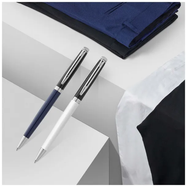 Hemisphere colour blocking ballpoint pen with palladium trim (blue ink) - Waterman White Solid black
