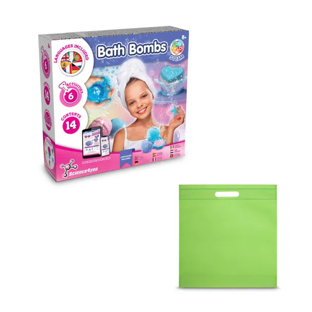 Bath Bombs Kit IV Educational toy supplied with a non-woven gift bag (80 g/m²) Light green