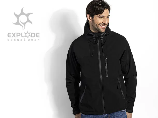 BLACK PEAK men’s softshell jacket with hood - EXPLODE Black