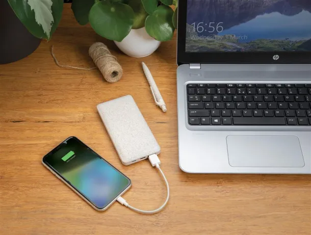  Prijenosna baterija od pšenične slame, 10.000 mAh - XD Collection Smeđa