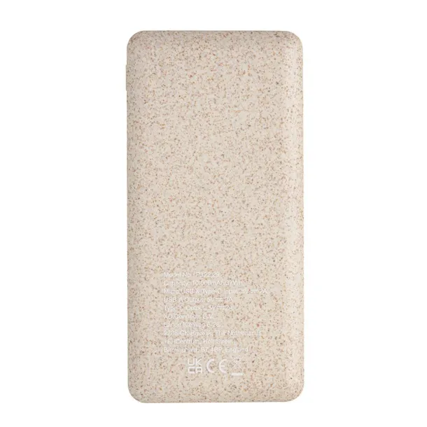  Prijenosna baterija od pšenične slame, 10.000 mAh - XD Collection Smeđa