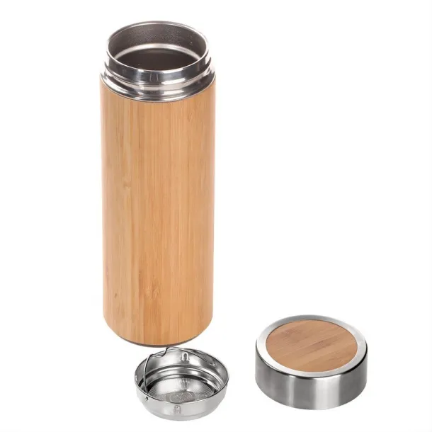  Bamboo vacuum flask 300 ml with sieve stopping dregs wood