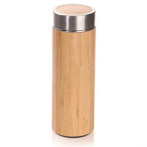  Bamboo vacuum flask 300 ml with sieve stopping dregs wood