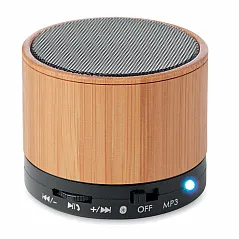 okrugli bluetooth zvučnik od bambusa