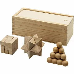 3-piece wooden brain teaser set