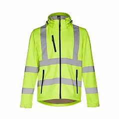 High-visibility softshell jacket for men, with removable hood