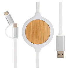 3-u-1 kabel s bežičnim punjačem od bambusa snage 5 W - XD Collection