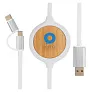  3-u-1 kabel s bežičnim punjačem od bambusa snage 5 W - XD Collection