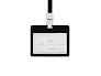 HOLDING plastic ID card holder with lanyard