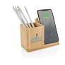 Calgary bamboo 5W wireless charger with pen holder
