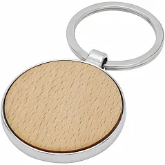 beech wood round keychain