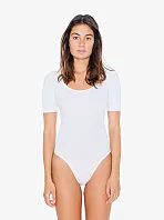 Women s cotton spandex l s double u neck bodysuit american apparel aarsa8357wh xl Promoshop