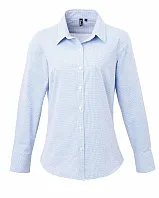 WOMEN'S LONG SLEEVE GINGHAM MICROCHECK SHIRT - Premier