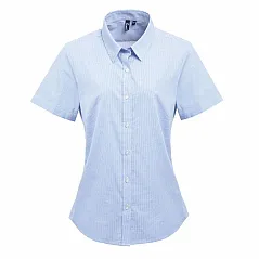 WOMEN'S SHORT SLEEVE GINGHAM MICROCHECK SHIRT - Premier