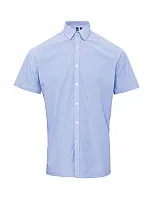 MEN'S SHORT SLEEVE GINGHAM COTTON MICROCHECK SHIRT - Premier