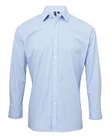 MEN'S LONG SLEEVE GINGHAM COTTON MICROCHECK SHIRT - Premier
