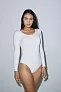  WOMEN'S COTTON SPANDEX L/S DOUBLE U-NECK BODYSUIT - American Apparel