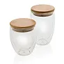  Set dvije čaše s dvostrukom staklenom stijenkom i bambusovim poklopcem - 350 ml - XD Collection