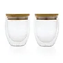  Set od dvije čaše s dvostrukom staklenom stijenkom i bambusovim poklopcem - 250 ml - XD Collection