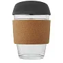 Lidan 360 ml borosilicate glass tumbler with cork grip and silicone lid