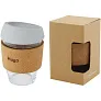 Lidan 360 ml borosilicate glass tumbler with cork grip and silicone lid