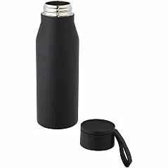 500 ml copper vacuum insulated stainless steel bottle with PU leather strap and lid