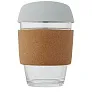 Lidan 360 ml borosilicate glass tumbler with cork grip and silicone lid