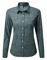 WOMEN'S COTTON SLUB CHAMBRAY LONG SLEEVE SHIRT - Premier