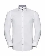 Tailored Contrast Herringbone Shirt LS - Russell Collection