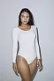  WOMEN'S COTTON SPANDEX L/S DOUBLE U-NECK BODYSUIT - American Apparel