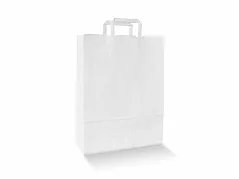 White paper bag with flat handles (larger dimensions)