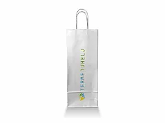 White paper bag for wine bottle