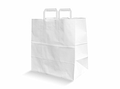 Bijela papirnata vrećica s ravnom ručkom
