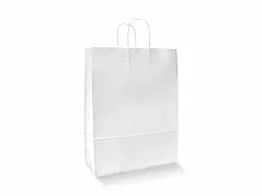 White paper bag with twisted paper handles