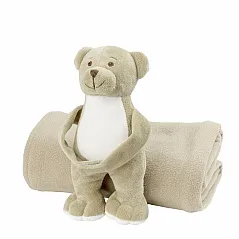 Plush teddy bear with blanket
