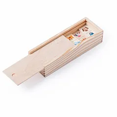 Domino game in wooden box