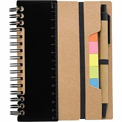 Memo holder, notebook, sticky notes, ball pen