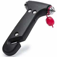 Safety hammer, seat belt cutter, 1 LED torch