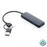  RCS USB hub od reciklirane plastike s dvostrukim ulazom - XD Collection