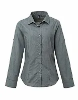 WOMEN'S CROSS-DYE ROLL SLEEVE POPLIN BAR SHIRT - Premier