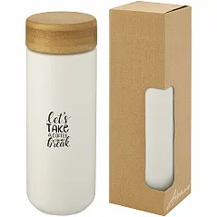 Keramička šalica s poklopcem od bambusa, 300 ml