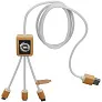 SCX.design C39 3-in-1 rPET light-up logo charging cable with squared bamboo casing - SCX.design