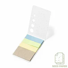 Memo holder, sticky notes, seed paper