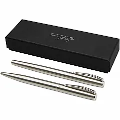 recycled stainless steel ballpoint and rollerball pen set (black ink) - Luxe