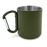Pari Recycled stainless steel mug 280 ml with carabiner clip